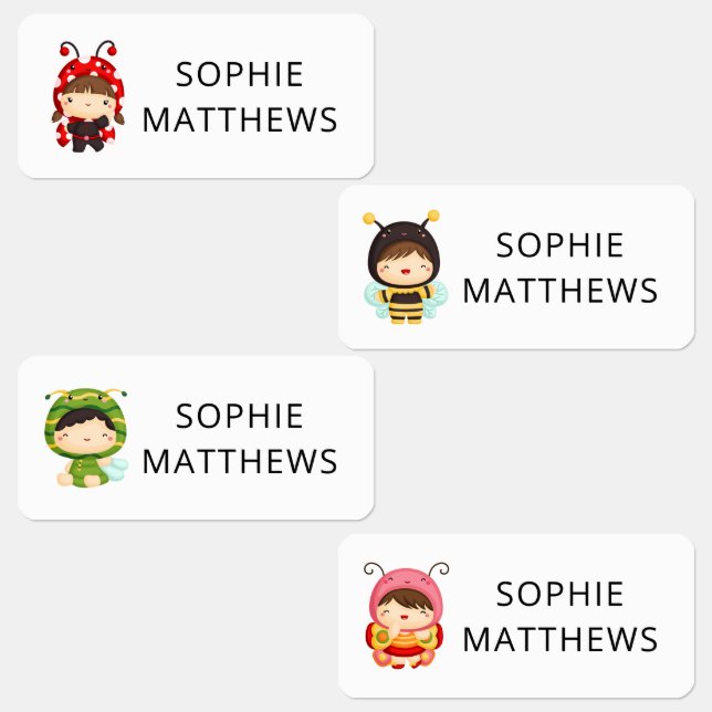 Étiquettes Cute Baby Bugs Personnalisé Nom Vêtements (Groupe)