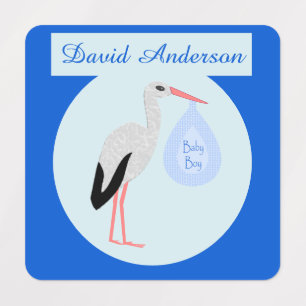 Étiquettes Cute Blue Baby Boy Stork Vêtements personnalisés