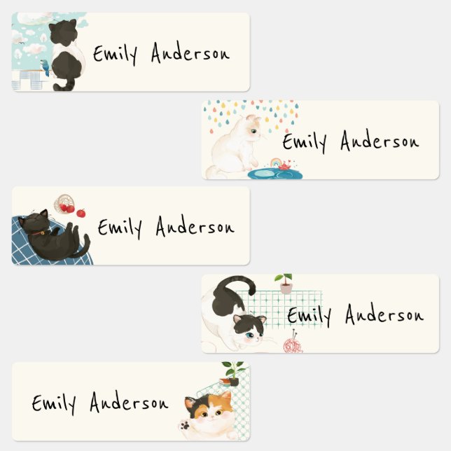 Étiquettes Cute Colorée Chats Animaux de Compagnie École Gard (Groupe)