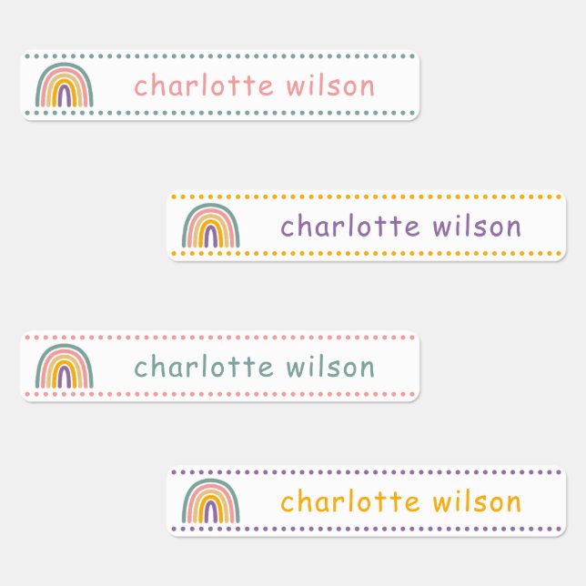 Étiquettes Cute Colorful Rainbow Custom Name Tag Waterproof (Groupe)