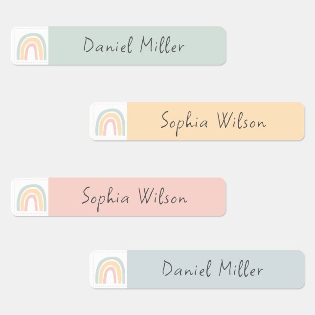 Étiquettes Cute Colorful Rainbow Custom Tow Names (Groupe)