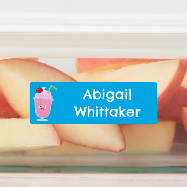 Étiquettes Cute crème glacée fraise sundae personnalisée (Apposé)