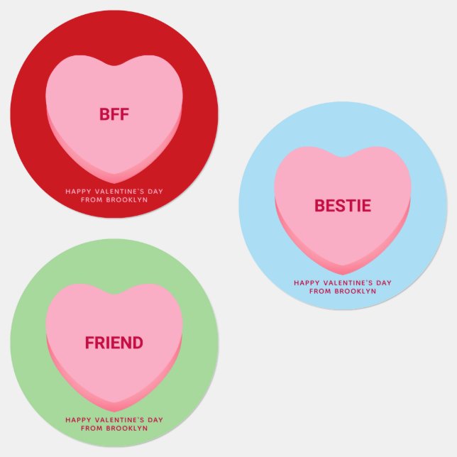 Étiquettes Cute fun assortiment conversation d'amitié coeurs (Groupe)