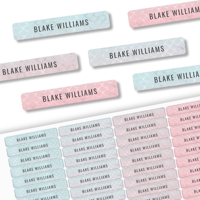 Étiquettes Cute Girl Mermaid Enfants Nom de l'école étanche (Mermaid Custom Girl Name School Waterproof Labels)