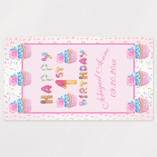 Étiquettes Cute Girls Cupcakes Happy 1er Anniversaire Étiquet