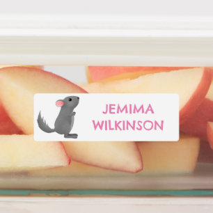 Étiquettes Cute grey personnalisée chinchilla dessin scolaire