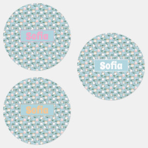 Étiquettes Cute kawaii kitty motif azure bleu nom