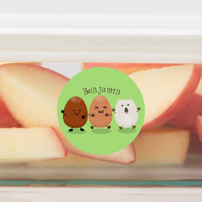 Étiquettes Cute kawaii oeufs humoristique dessin animé (Apposé)