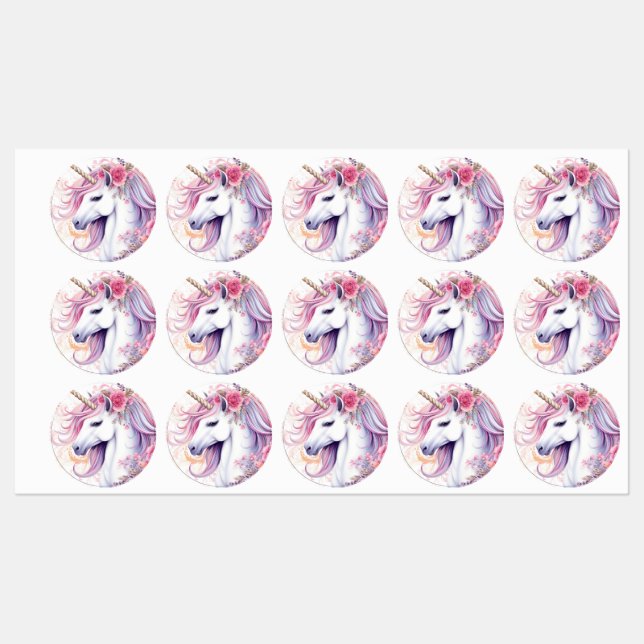 Étiquettes Cute Magique Unicorne (Feuille)