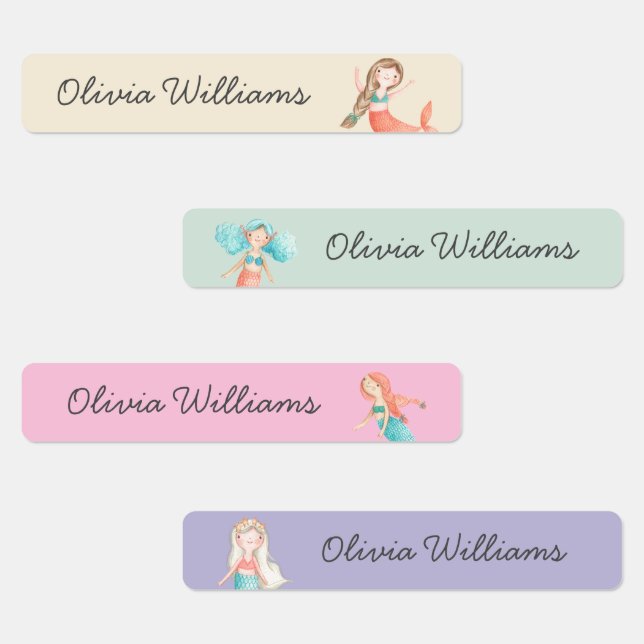 Étiquettes Cute Mermaids Garderie Nom de l'école Vêtements (Groupe)