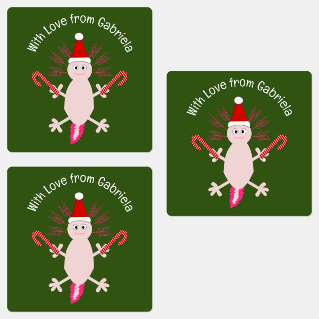 Étiquettes Cute Noël Axolotl Custom (Groupe)