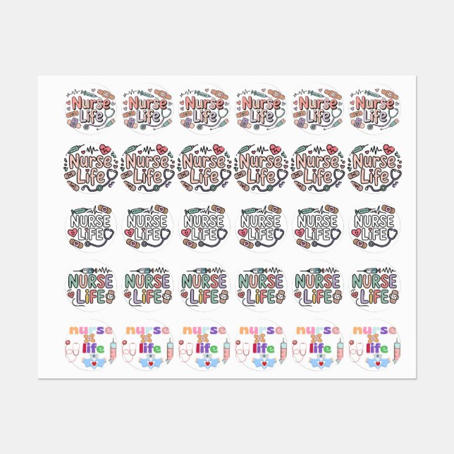 Étiquettes Cute Nurse Life Labels – Pastel Kawaii Medical  (Feuille)