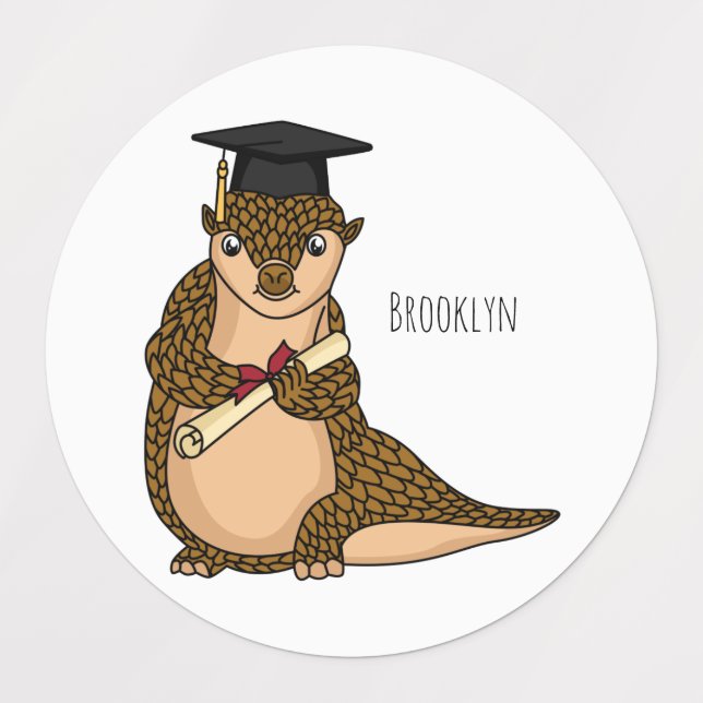 Étiquettes Cute pangolin graduating cartoon  (Design 1)