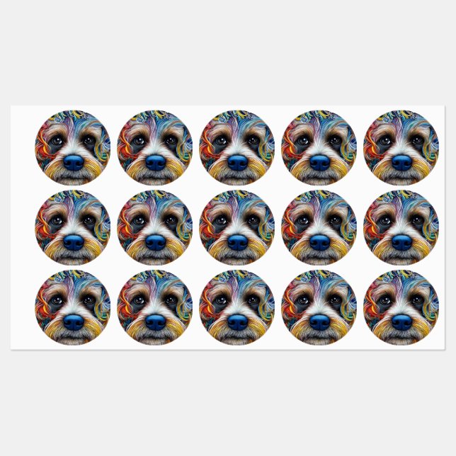 Étiquettes Cute Pop Art Terrier (Feuille)