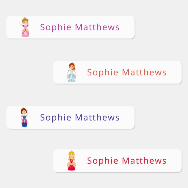 Étiquettes Cute Princess Personnalisée Nom Personnalisé Vêtem (Groupe)