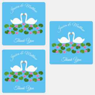 Étiquettes Cygnes blancs et nénuphars Mariage Personnalisé