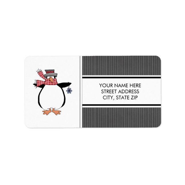 Étiquettes d'adressage pour pingouins de Noël (Devant)