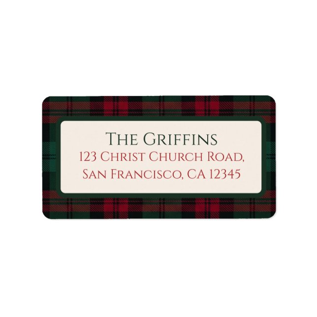 Étiquettes d'adresse à carreaux de Noël classiques (Devant)