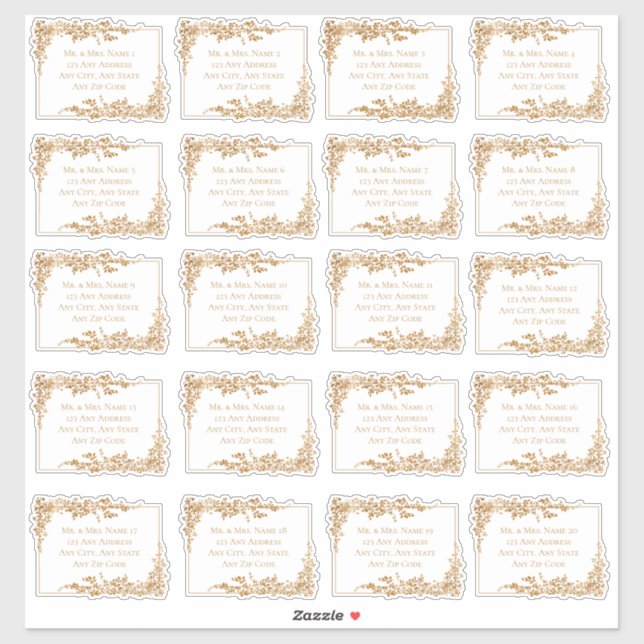 Étiquettes d'adresse à fleurs de feuilles dorées é (Feuille)
