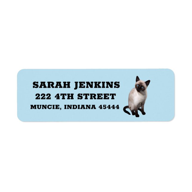 Étiquettes d'adresse à grand retour CAT SIAMESE (Devant)