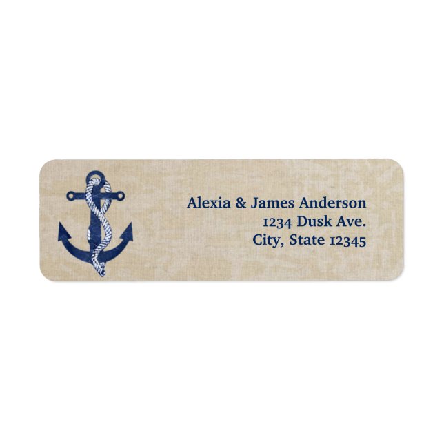 Étiquettes d'adresse à l'ancre nautique bleu marin (Devant)