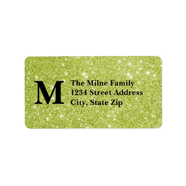 Étiquettes d'adresse à monogramme avec faux strass (Devant)