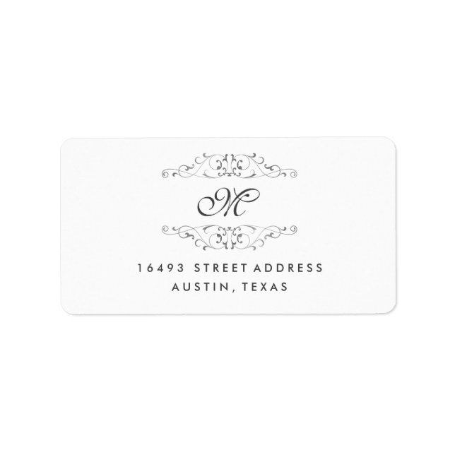 Étiquettes d'adresse à monogramme avec fioritures  (Devant)