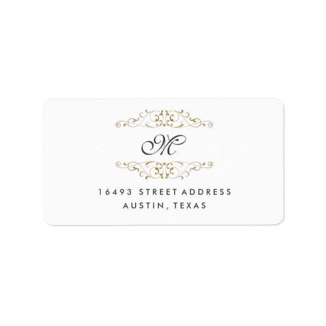 Étiquettes d'adresse à monogramme avec fioritures  (Devant)