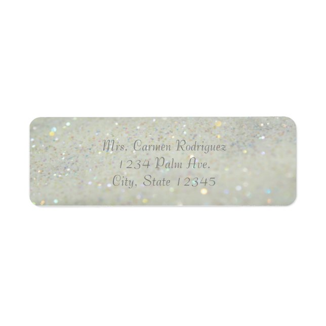 Étiquettes d'adresse à paillettes blanches Glam Bo (Devant)