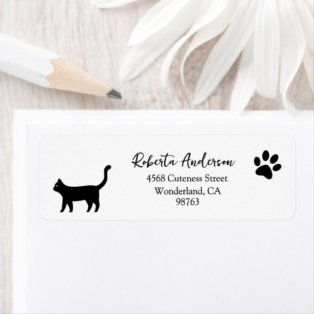 Étiquettes d'adresse avec empreinte de patte de ch (En situation)