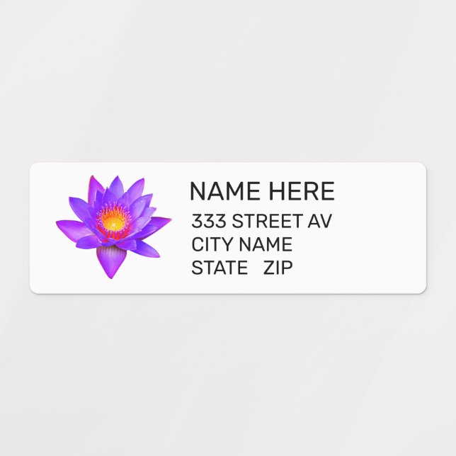 Étiquettes d'adresse blanches avec fleur de lotus  (Design 1)
