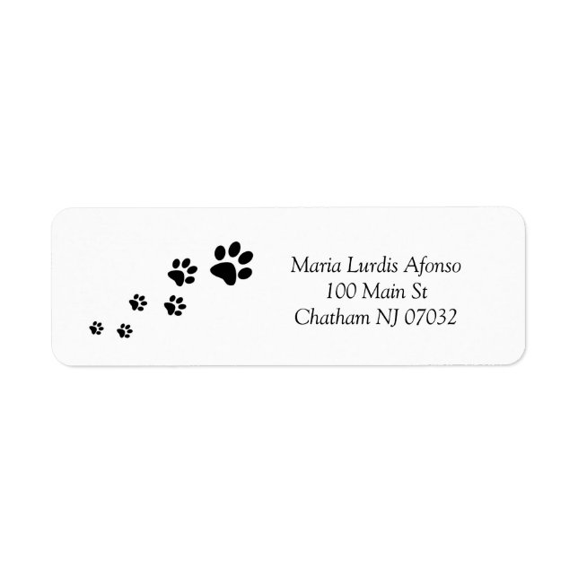 Étiquettes d'adresse Chat Chien Pattes Noir (Devant)