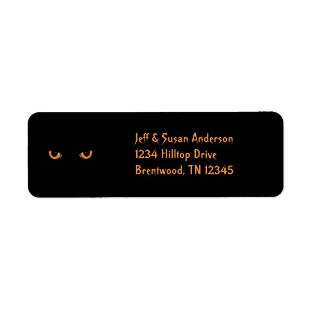 Étiquettes d'adresse Chat Noir Yeux Orange Hallowe (Devant)