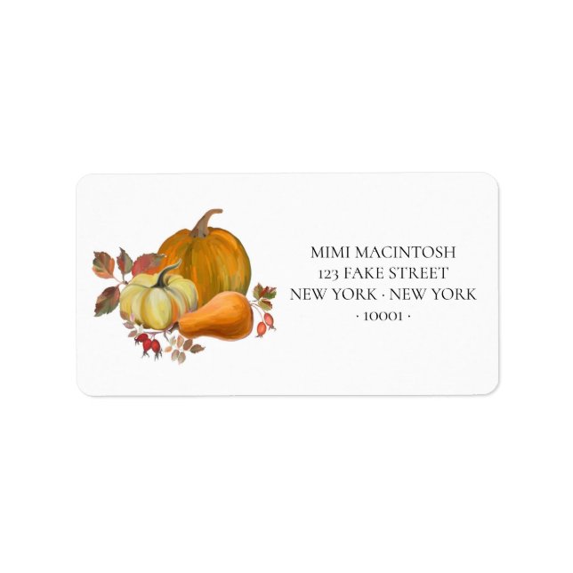 Étiquettes d'adresse citrouilles et courges (Devant)