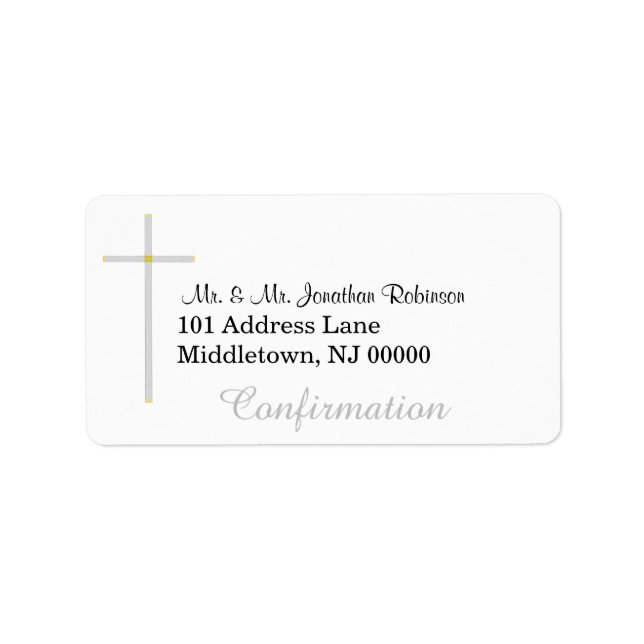 Étiquettes d'adresse croix argent Confirmation (Devant)