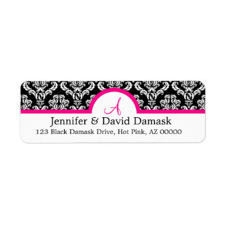 Étiquettes d'adresse Damask White Black