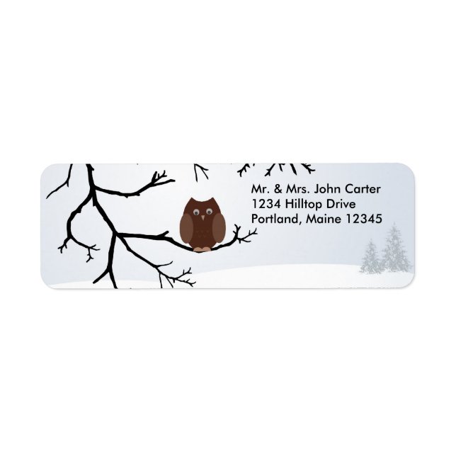 Étiquettes d'adresse de chouette de neige d'hiver (Devant)