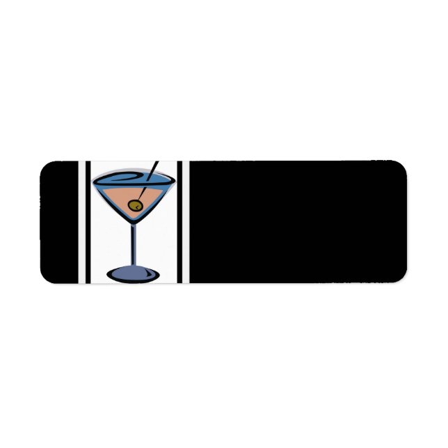 Étiquettes d'adresse de cocktail Martini rétro (Devant)