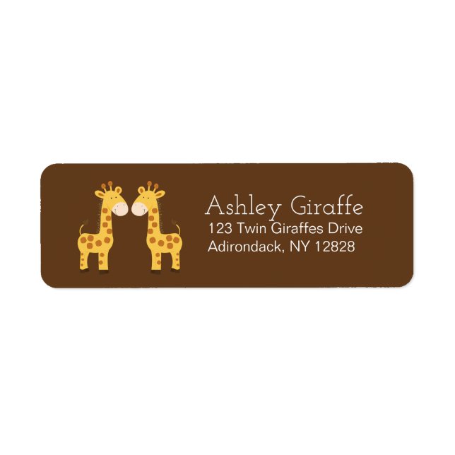 Étiquettes d'adresse de girafes jumelles (Devant)