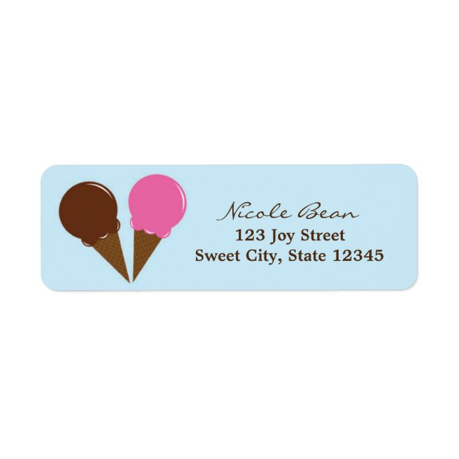 Étiquettes d'adresse de glace au chocolat et à la  (Devant)