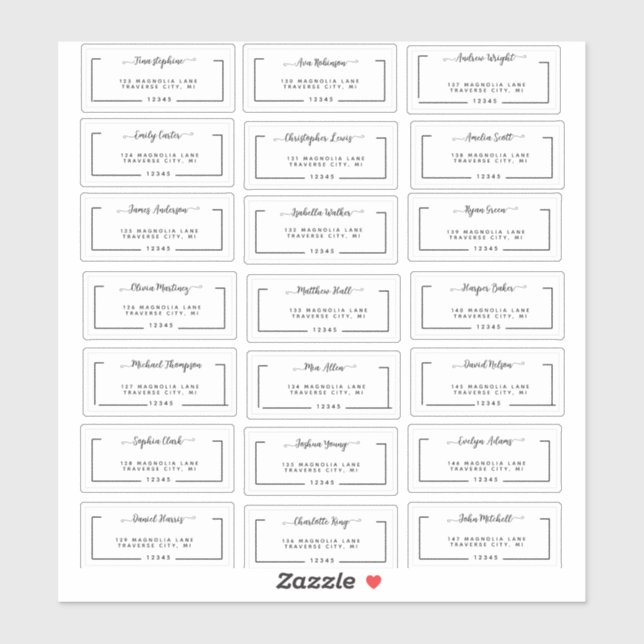 Étiquettes d'adresse de invité de mariage à l'écri (Feuille)