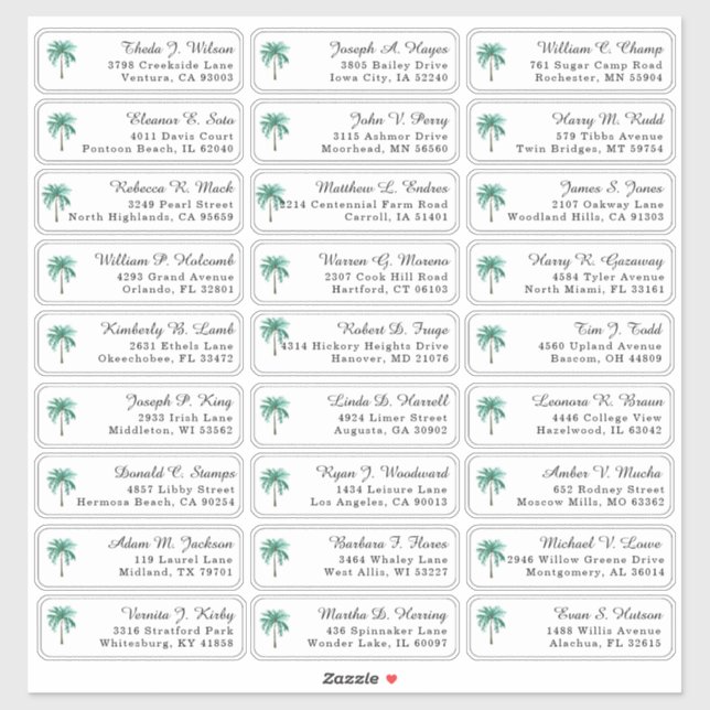Étiquettes d'adresse de l'invité de mariage avec p (Feuille)