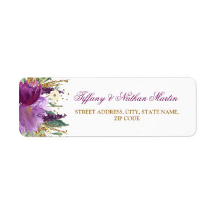 Étiquettes d'adresse de mariage à l'aquarelle flor