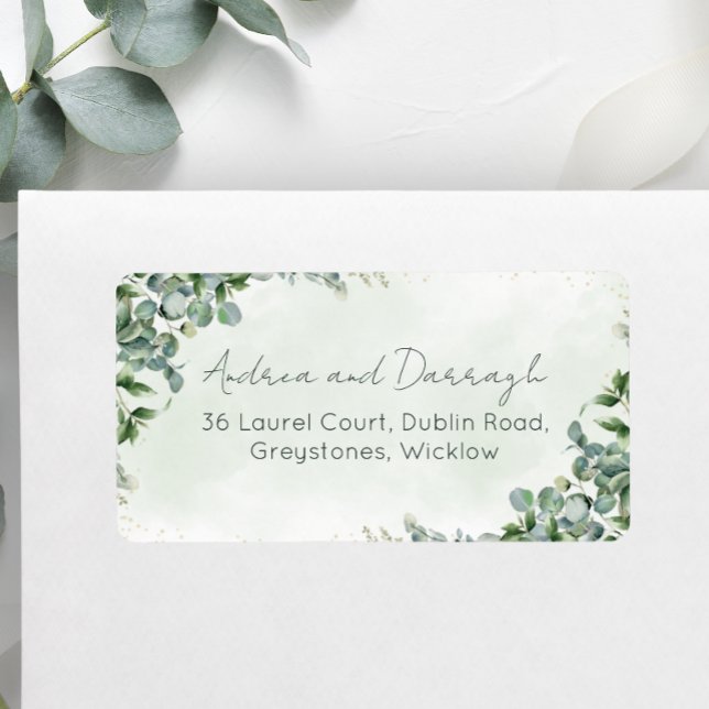 Étiquettes d'adresse de mariage avec feuillage d'e (Créateur téléchargé)