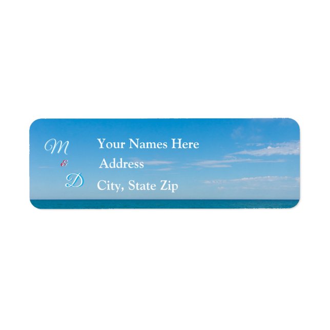 Étiquettes d'adresse de mariage Blue Paradise (Devant)