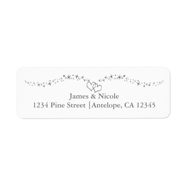 Étiquettes d'adresse de mariage Cœurs et scintille (Devant)