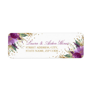 Étiquettes d'adresse de mariage Floral Sparkling A