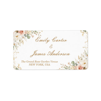 Étiquettes d'adresse de mariage florales élégantes