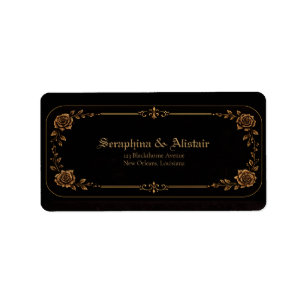 Étiquettes d'adresse de mariage gothique foncé élé