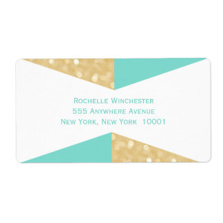Étiquettes d'adresse de mariage pailletées or mode